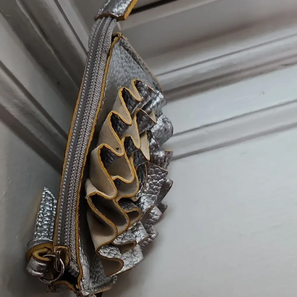 Jazzd Silver and Gold wristlet with flower